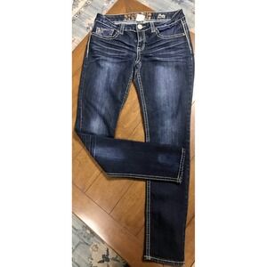 Hydraulic Bailey Super Skinny Jeans Dark Wash Contrast Stitch Bling Size 11/12